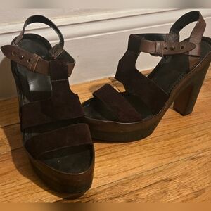 rag & bone Dark Brown Suede Platform Sandals
